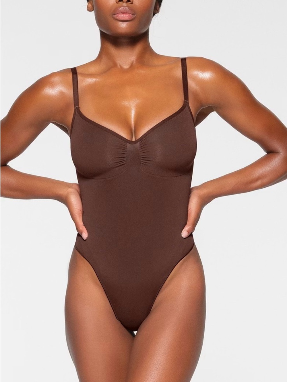 SKIMS Cocoa Seamless Sculpt Thong Bodysuit
